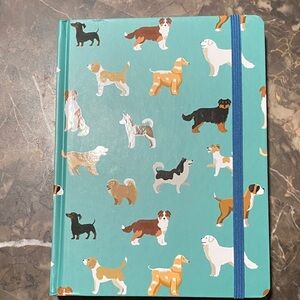 Dog Pattern Teal Hardcover Notebook with Elastic Band